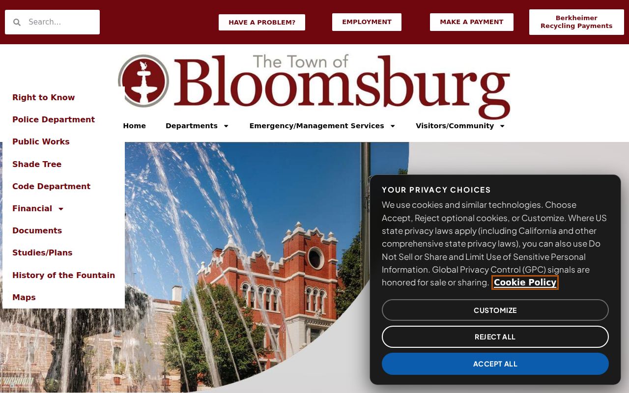 Bloomsburg records forms page used to find police public-record request materials