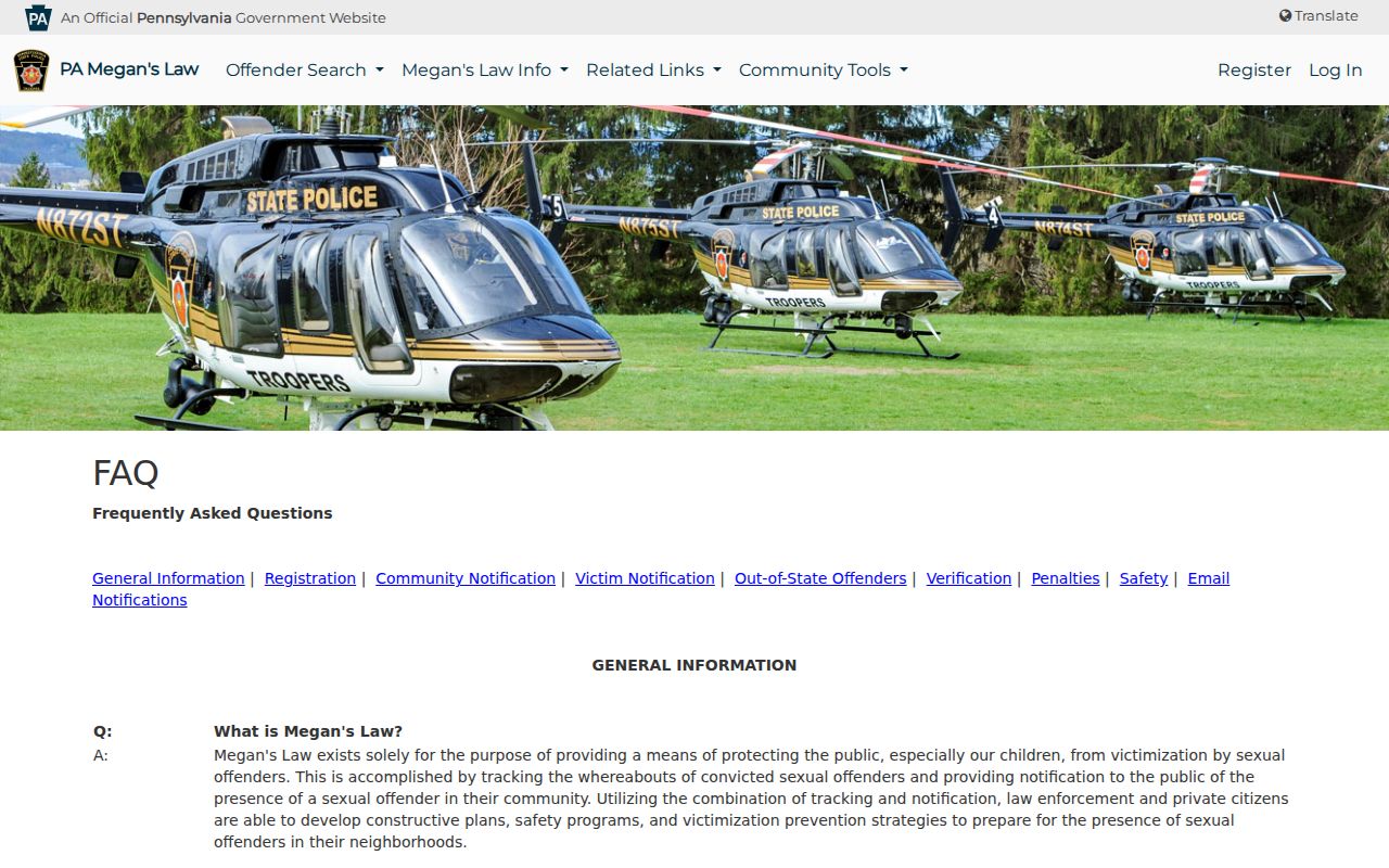 Columbia County sex offender registry FAQ on residence rules